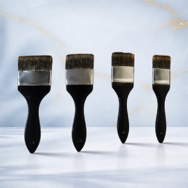 Wash Brushes in Alluminum Ferrule Black Handle